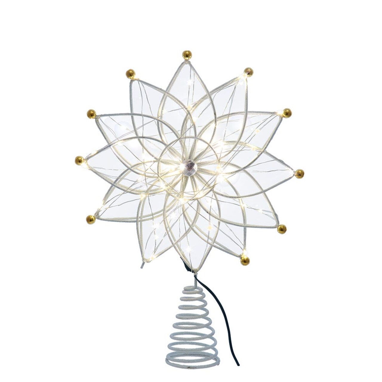Kurt Adler stunning 14.5-Inch 50-Light Warm White LED 12-Point Star Tree Topper